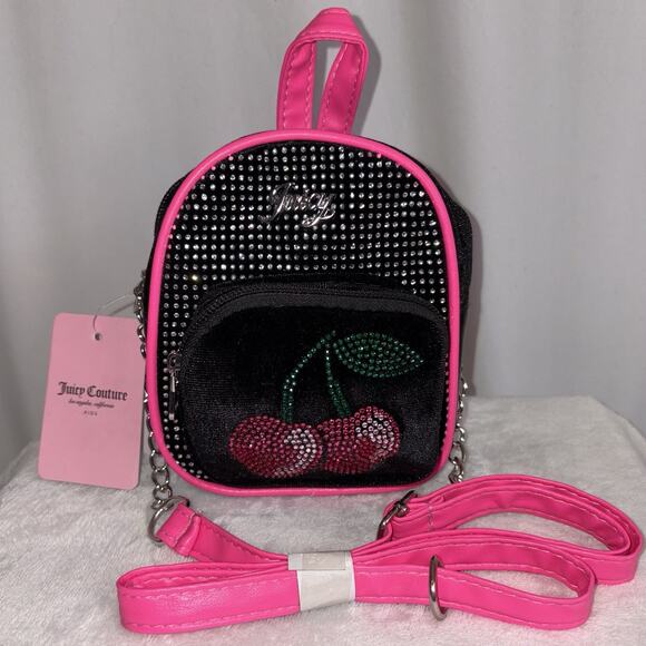 Juicy Couture Mini Cherry Charm Backpack Crossbody 7” x 5” Adorable RARE NWT - Picture 1 of 9
